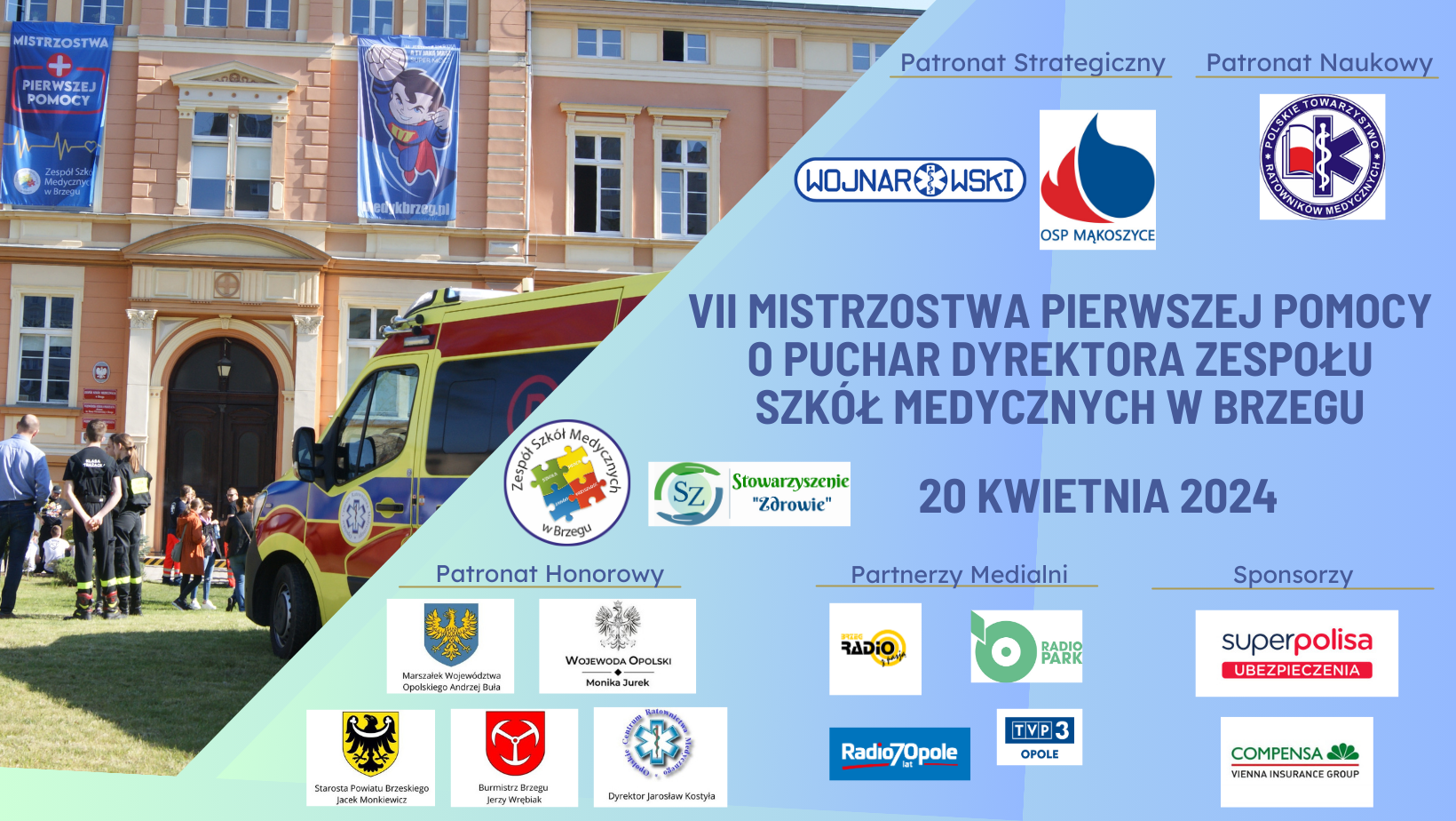 Plakat Mistrzostw Pierwszej Pomocy o Puchar ZSM w Brzegu 