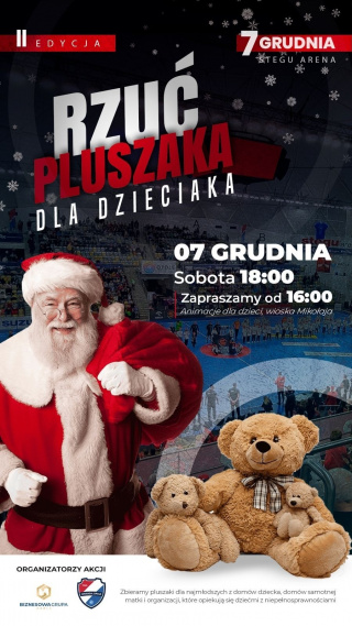 Plakat akcji Rzuć pluszaka dla dzieciaka