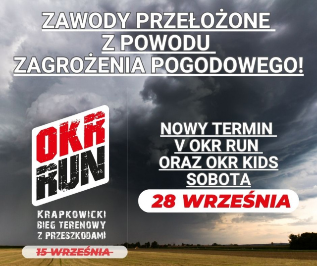 Jest zmiana terminu biegu z przeszkodami w Krapkowicach. Przesądziła prognoza pogody