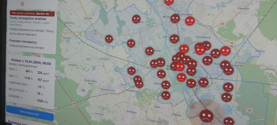 mapa jakości powietrza w Opolu [fot. Agnieszka Stefaniak]