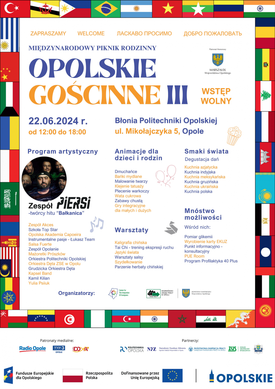 Радіо Ополе - медійний патрон міжнародного інтеграційного сімейного пікніка "Опольське гостинне" (плакат Воєводського Центру зайнятості)