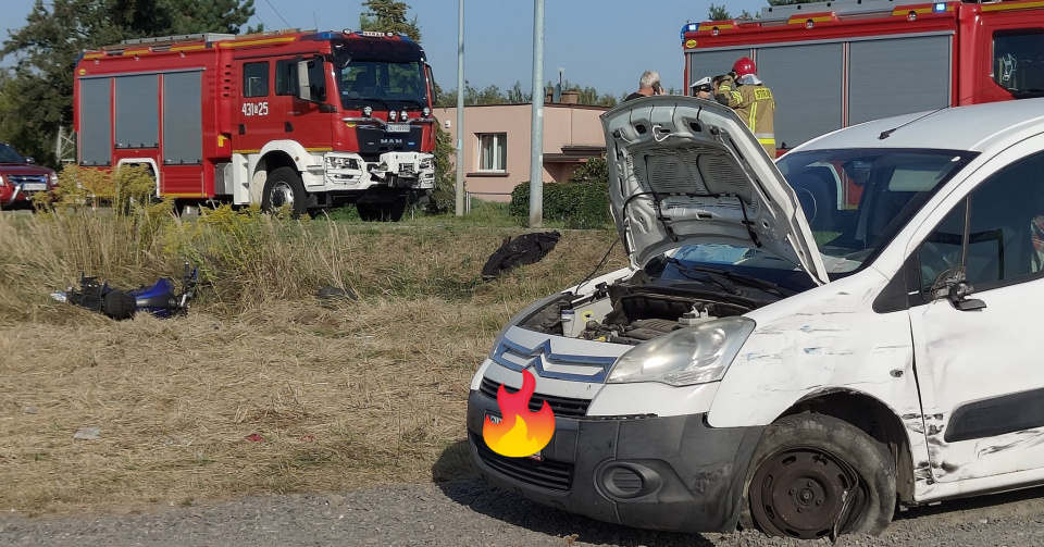 Wypadek w Ligocie Górnej fot. KP PSP w Kluczborku